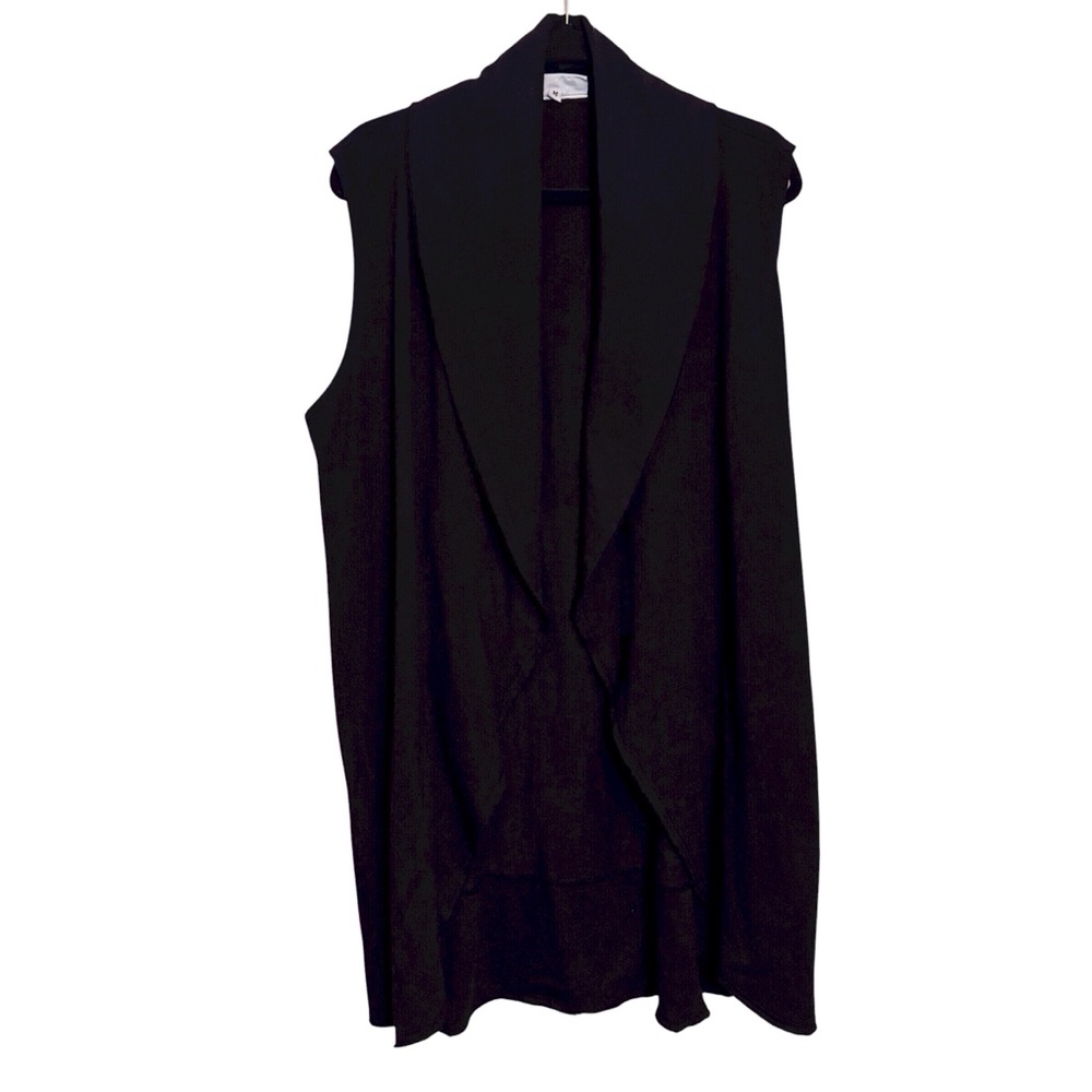 Bryn Walker Size Medium Black Lagenlook Waterfall Front Drawbridge Long Vest